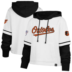 Baltimore Orioles Women's Trifecta Shortstop Cropped Pullover Hoodie White