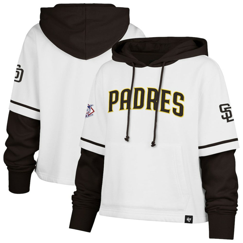 San Diego Padres Women's Trifecta Shortstop Cropped Pullover Hoodie White