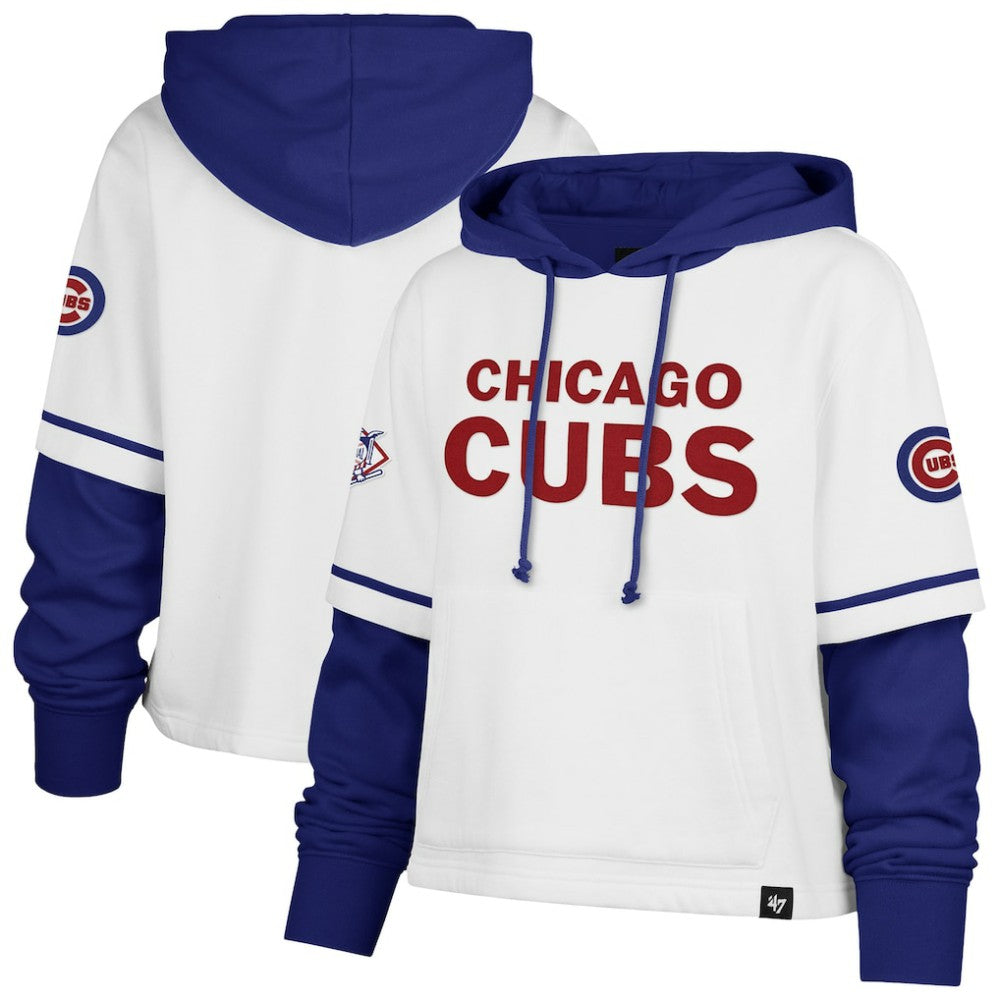 Chicago Cubs Women's Trifecta Shortstop Cropped Pullover Hoodie White
