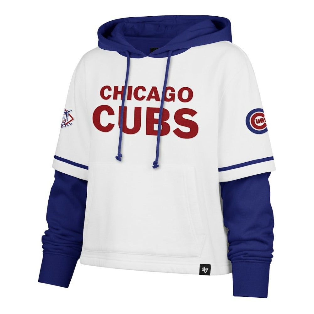 Chicago Cubs Women's Trifecta Shortstop Cropped Pullover Hoodie White