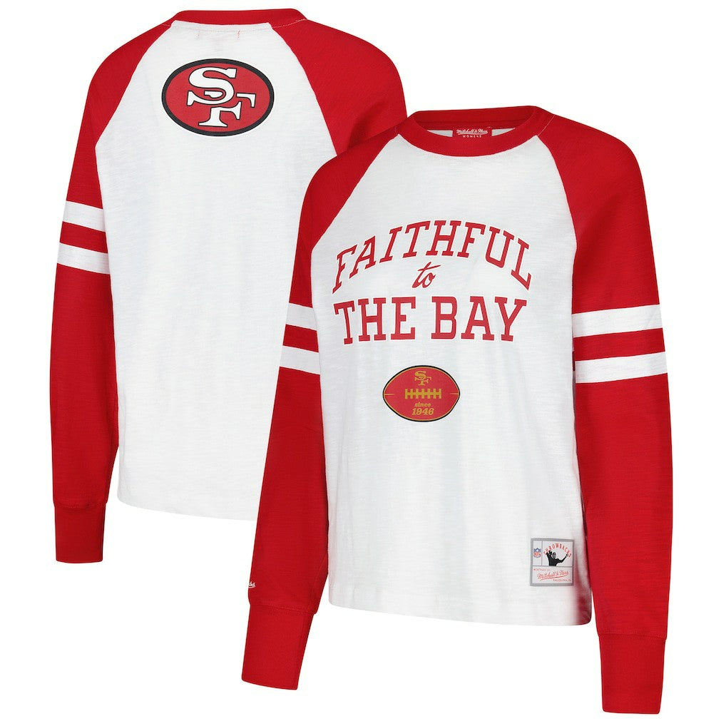 San Francisco 49ers Women's Slub Long Sleeve T-Shirt - White/Scarlet discount