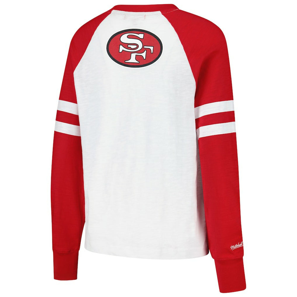 San Francisco 49ers Women's Slub Long Sleeve T-Shirt - White/Scarlet discount