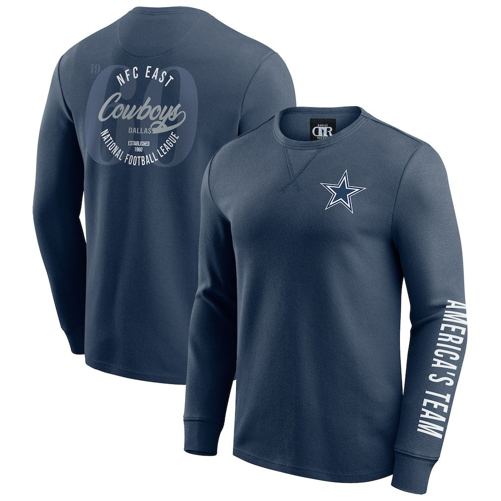 Dallas Cowboys Darius Rucker Collection Washed Waffle-Knit Long Sleeve T-Shirt - Navy discount