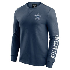 Dallas Cowboys Darius Rucker Collection Washed Waffle-Knit Long Sleeve T-Shirt - Navy discount