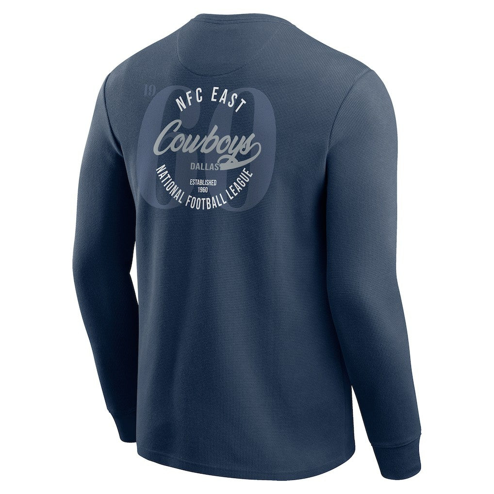 Dallas Cowboys Darius Rucker Collection Washed Waffle-Knit Long Sleeve T-Shirt - Navy discount