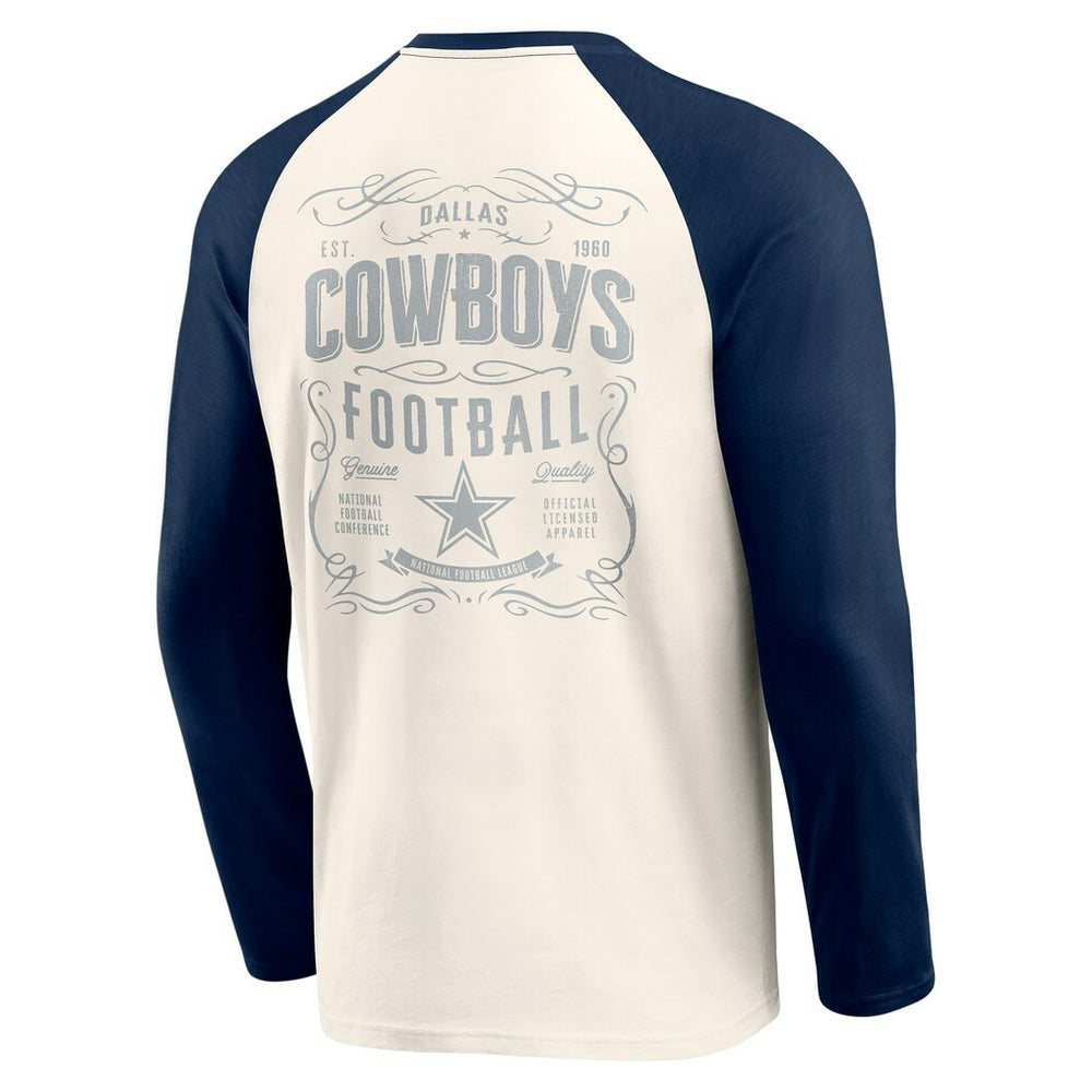 Dallas Cowboys Darius Rucker Collection Raglan Henley Long Sleeve T-Shirt - White/Navy discount