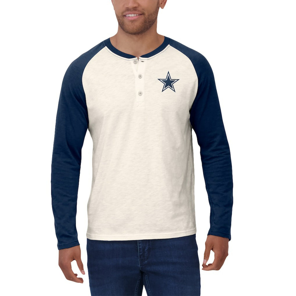 Dallas Cowboys Darius Rucker Collection Raglan Henley Long Sleeve T-Shirt - White/Navy discount