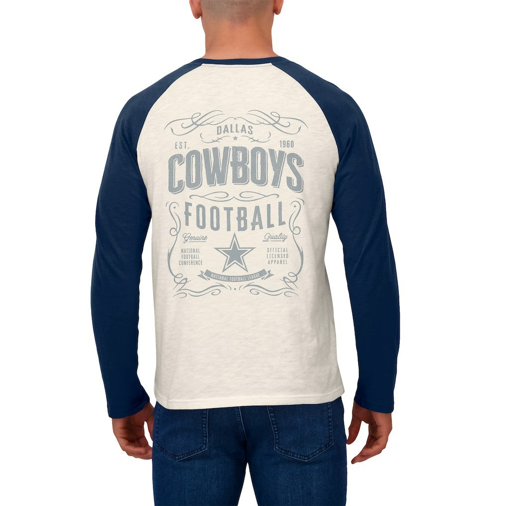 Dallas Cowboys Darius Rucker Collection Raglan Henley Long Sleeve T-Shirt - White/Navy discount