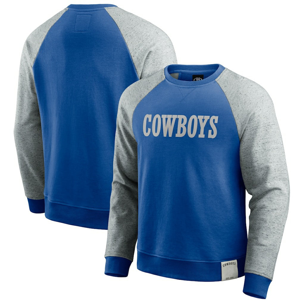 Dallas Cowboys Darius Rucker Collection Throwback Color Block Raglan Pullover Sweatshirt - Blue/Gray online