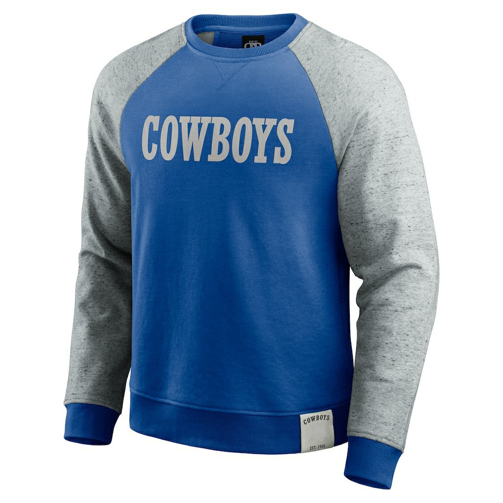 Dallas Cowboys Darius Rucker Collection Throwback Color Block Raglan Pullover Sweatshirt - Blue/Gray online