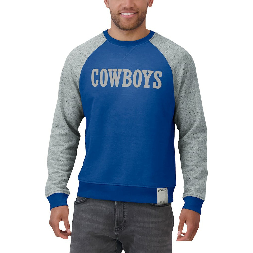 Dallas Cowboys Darius Rucker Collection Throwback Color Block Raglan Pullover Sweatshirt - Blue/Gray online
