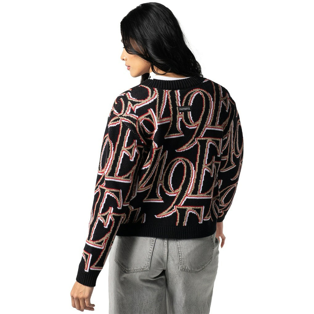 San Francisco 49ers The Wild Collective Women's Cropped Full-Button Cardigan Sweater - Black outlet