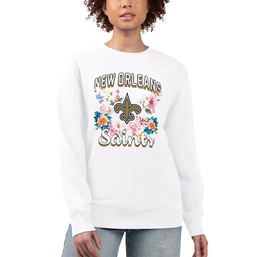 New Orleans Saints G-III 4Her by Carl Banks Women's Flower Logo Graphic Fleece Pullover Sweatshirt - White for sale