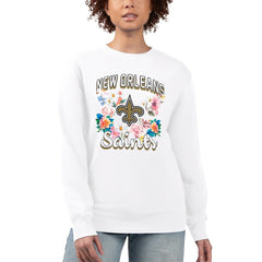New Orleans Saints G-III 4Her by Carl Banks Women's Flower Logo Graphic Fleece Pullover Sweatshirt - White for sale