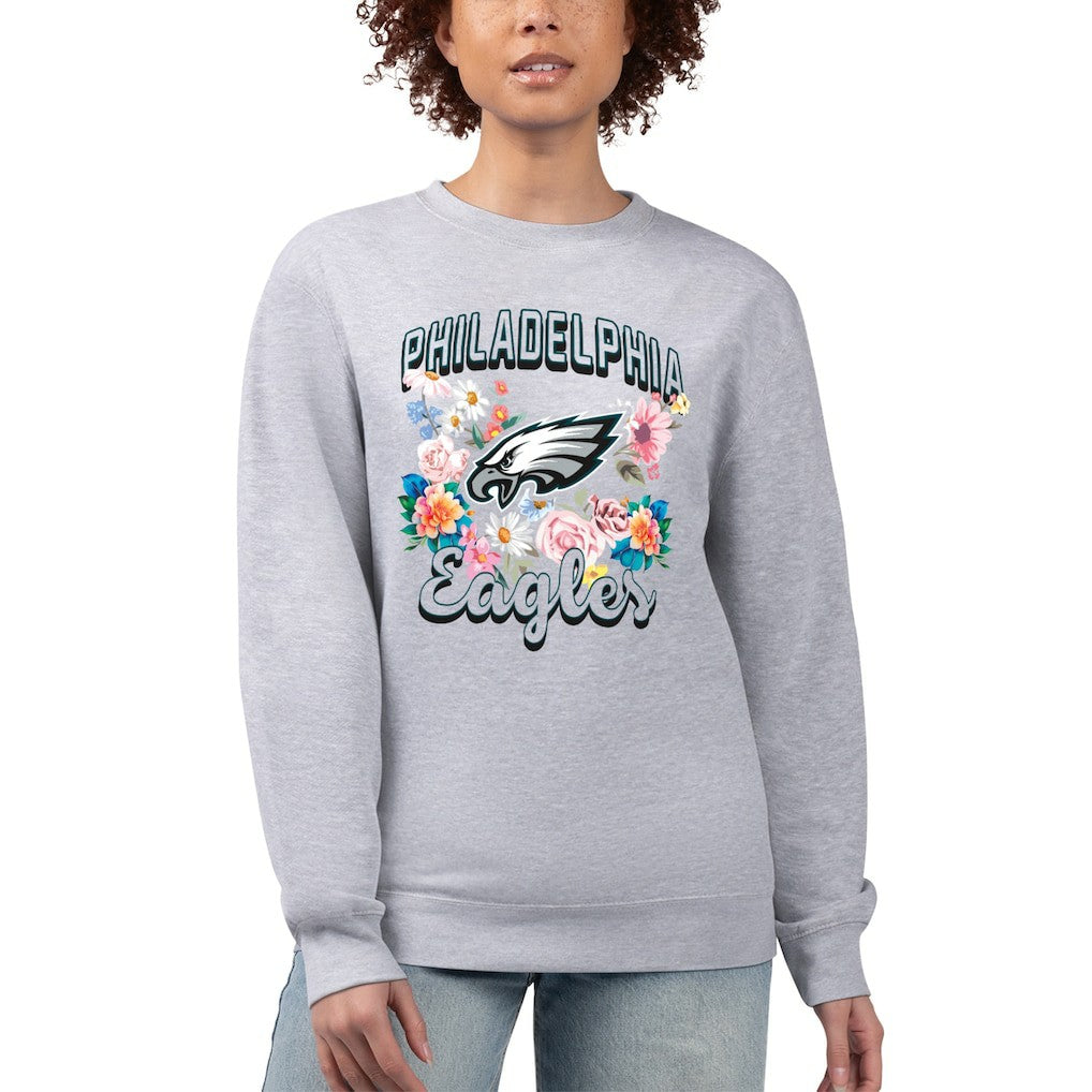 Philadelphia Eagles G-III 4Her by Carl Banks Women's Flower Logo Graphic Fleece Pullover Sweatshirt - Heather Gray sale
