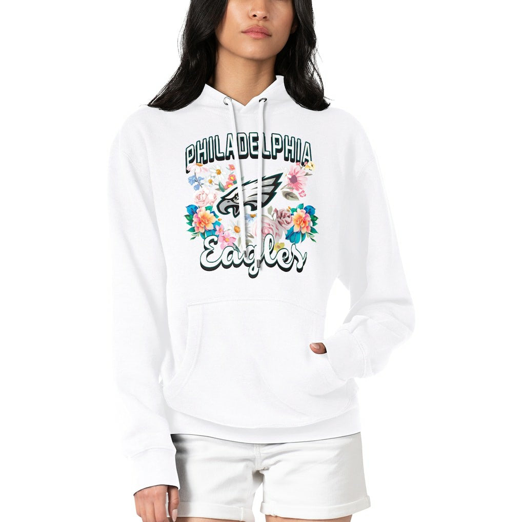 Philadelphia Eagles G-III 4Her by Carl Banks Women's Flowers Team Logo Graphic Fleece Pullover Hoodie - White for sale