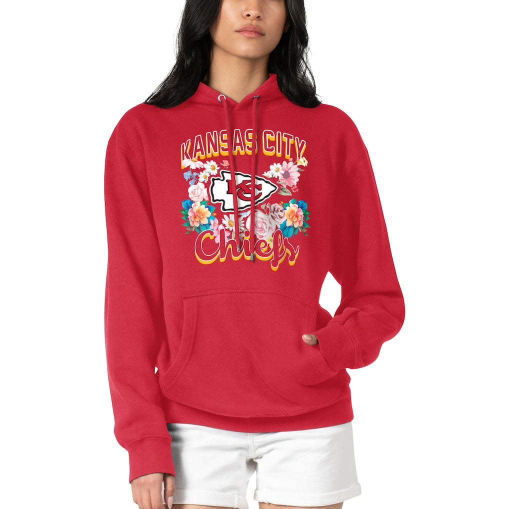 Kansas City Chiefs G-III 4Her by Carl Banks Women's Flowers Team Logo Graphic Fleece Pullover Hoodie - Red cheap