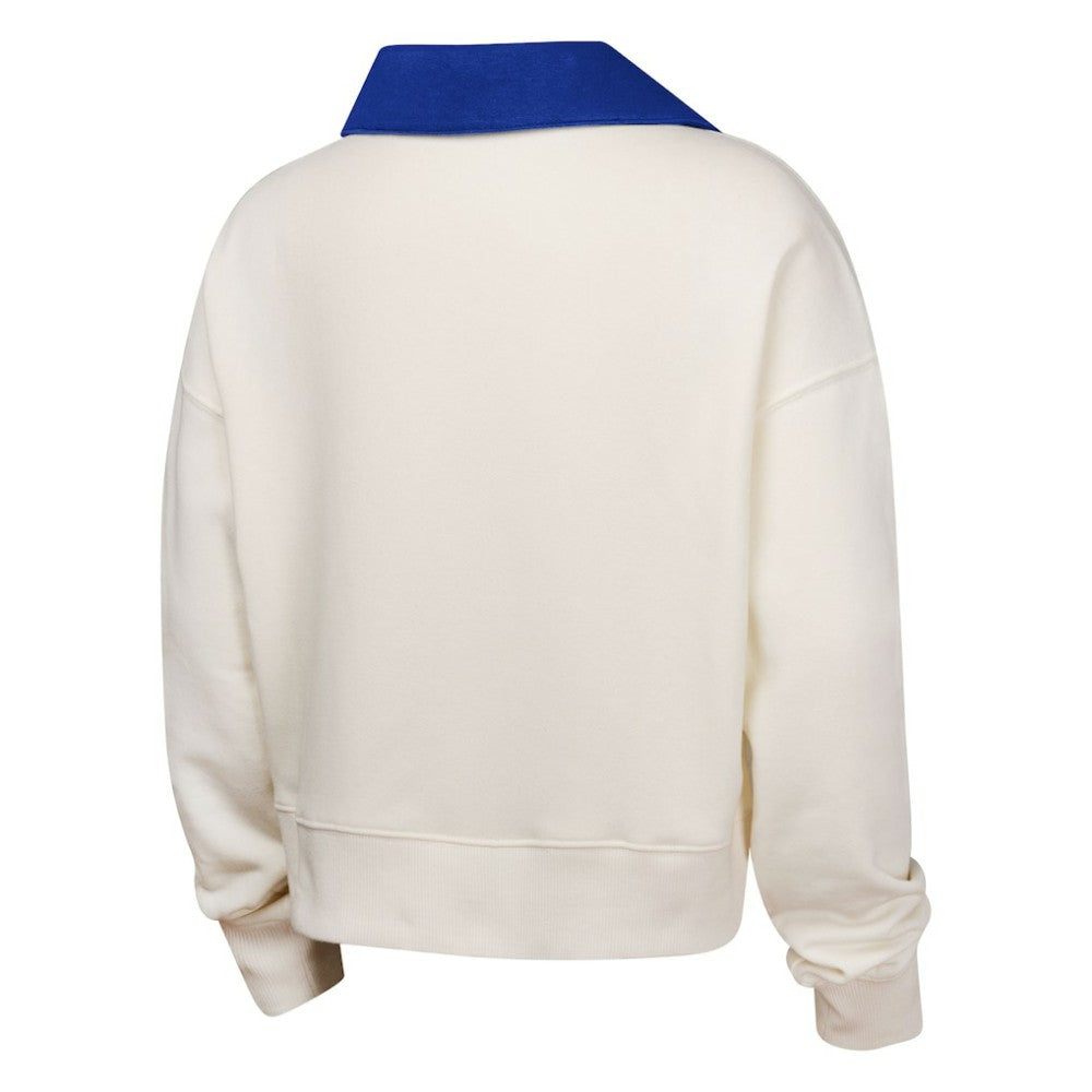 Chicago Cubs Girls Youth Ballpark Hit Collared V-Neck Pullover Sweatshirt White