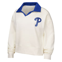 Philadelphia Phillies Girls Youth Ballpark Hit Collared V-Neck Pullover Sweatshirt White