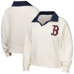 Boston Red Sox Girls Youth Ballpark Hit Collared V-Neck Pullover Sweatshirt White