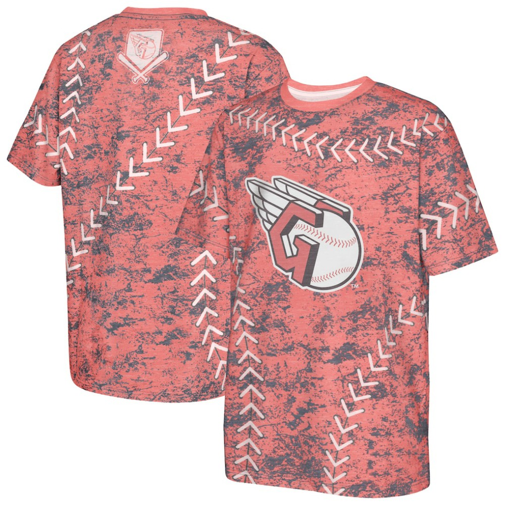 Cleveland Guardians Youth Slide Score Bold T-Shirt Red
