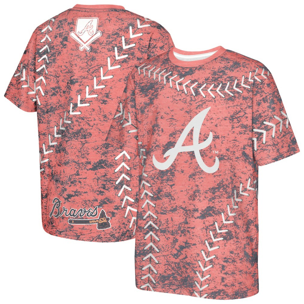 Atlanta Braves Youth Slide Score Bold T-Shirt Red
