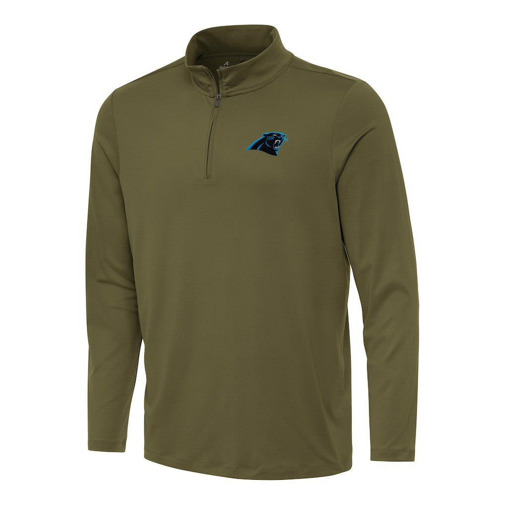 Carolina Panthers Antigua Reprocess Quarter-Zip Top - Olive on sale