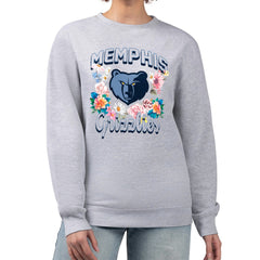 Memphis Grizzlies G-III 4Her by Carl Banks Women's Flowers Team Logo Graphic Fleece Crewneck Pullover Sweatshirt - Heather Gray cheap
