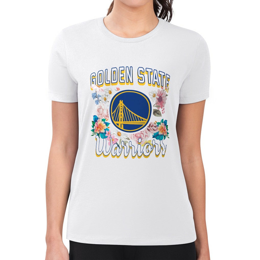 Golden State Warriors G-III 4Her by Carl Banks Women's Super-Slim Fit Lightweight Flowers Team Logo Graphic T-Shirt sale - White sale