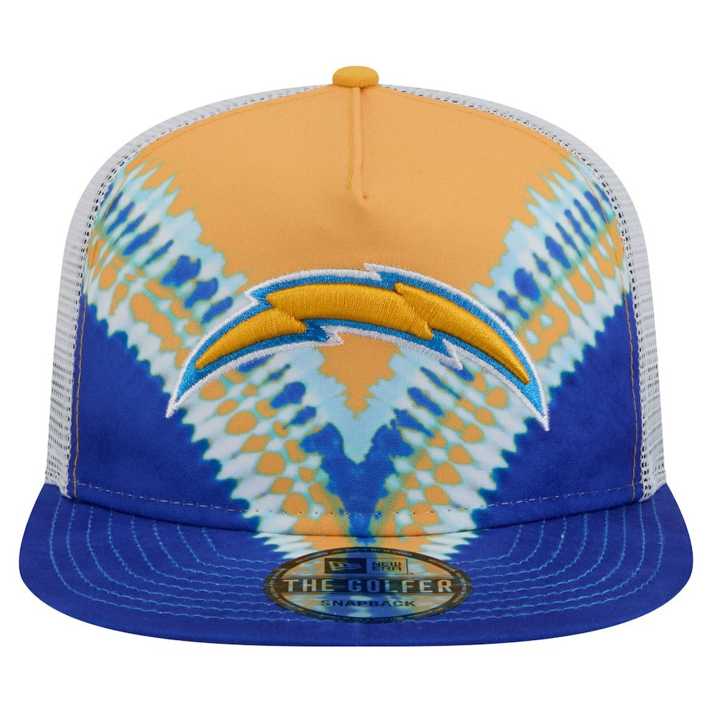 Los Angeles Chargers New Era Throwback Dye Golfer Snapback Hat - Gold/Blue sale
