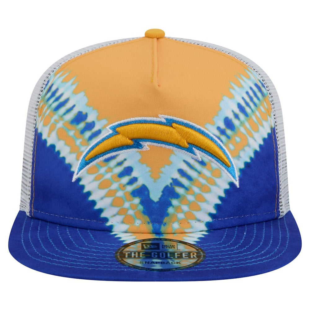 Los Angeles Chargers New Era Throwback Dye Golfer Snapback Hat - Gold/Blue sale