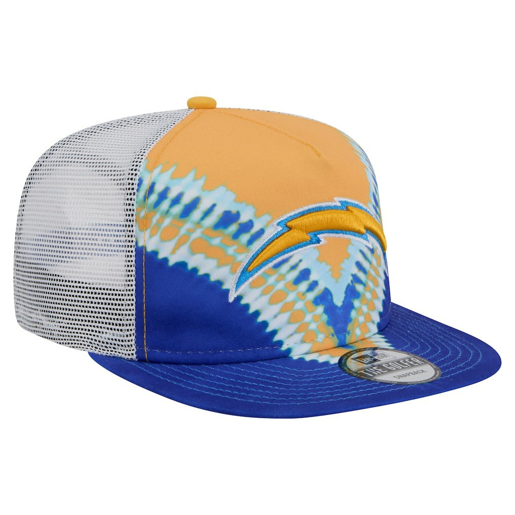 Los Angeles Chargers New Era Throwback Dye Golfer Snapback Hat - Gold/Blue sale