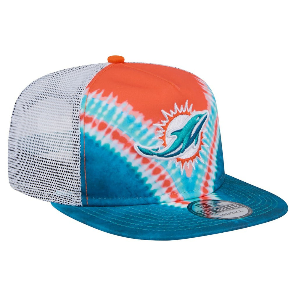 Miami Dolphins New Era Throwback Dye Golfer Snapback Hat - Orange/Aqua on sale