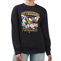 Pittsburgh Penguins G-III 4Her by Carl Banks Women's Flower Logo Pullover Sweatshirt - Black Sweatshirts