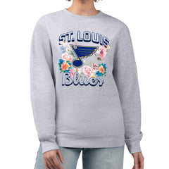 St. Louis Blues G-III 4Her by Carl Banks Women's Flower Logo Pullover Sweatshirt - Heather Gray Sweatshirts
