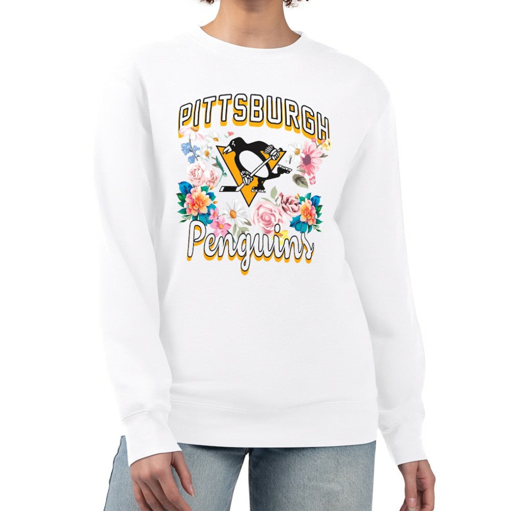Pittsburgh Penguins G-III 4Her by Carl Banks Women's Flower Logo Pullover Sweatshirt - White Sweatshirts