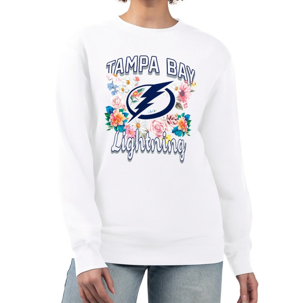 Tampa Bay Lightning G-III 4Her by Carl Banks Women's Flower Logo Pullover Sweatshirt - White Sweatshirts