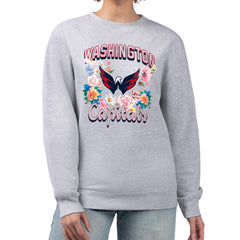Washington Capitals G-III 4Her by Carl Banks Women's Flower Logo Pullover Sweatshirt - Heather Gray Sweatshirts