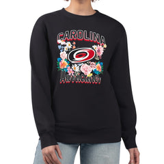 Carolina Hurricanes G-III 4Her by Carl Banks Women's Flower Logo Pullover Sweatshirt - Black Sweatshirts