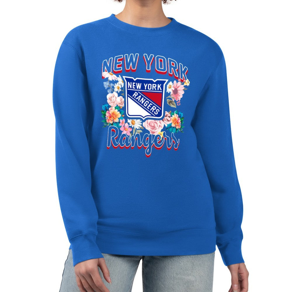 New York Rangers G-III 4Her by Carl Banks Women's Flower Logo Pullover Sweatshirt - Blue Sweatshirts
