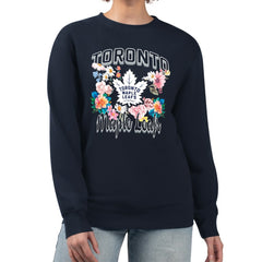 Toronto Maple Leafs G-III 4Her by Carl Banks Women's Flower Logo Pullover Sweatshirt - Navy Sweatshirts