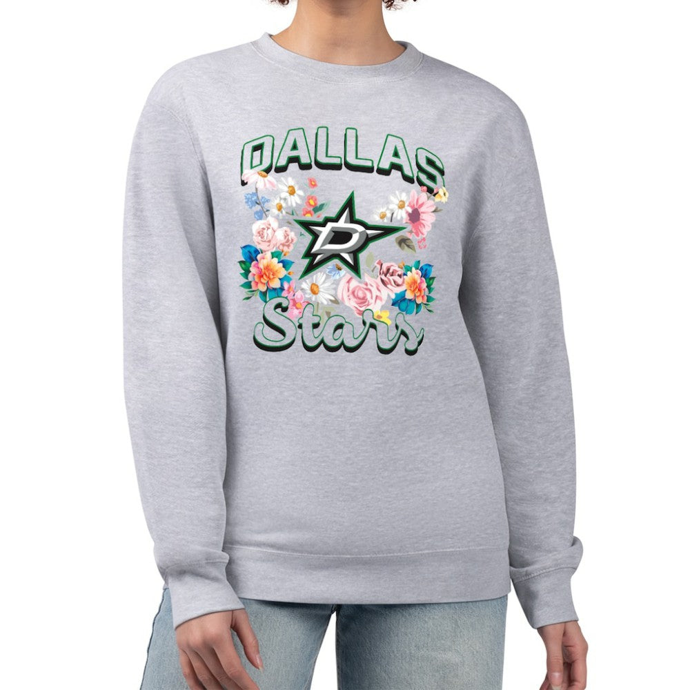 Dallas Stars G-III 4Her by Carl Banks Women's Flower Logo Pullover Sweatshirt - Heather Gray Sweatshirts