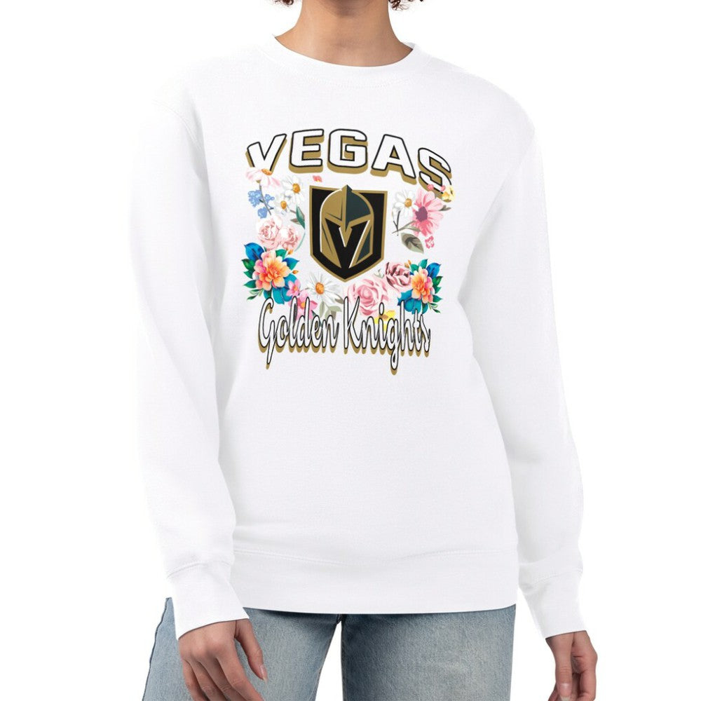 Vegas Golden Knights G-III 4Her by Carl Banks Women's Flower Logo Pullover Sweatshirt - White Sweatshirts