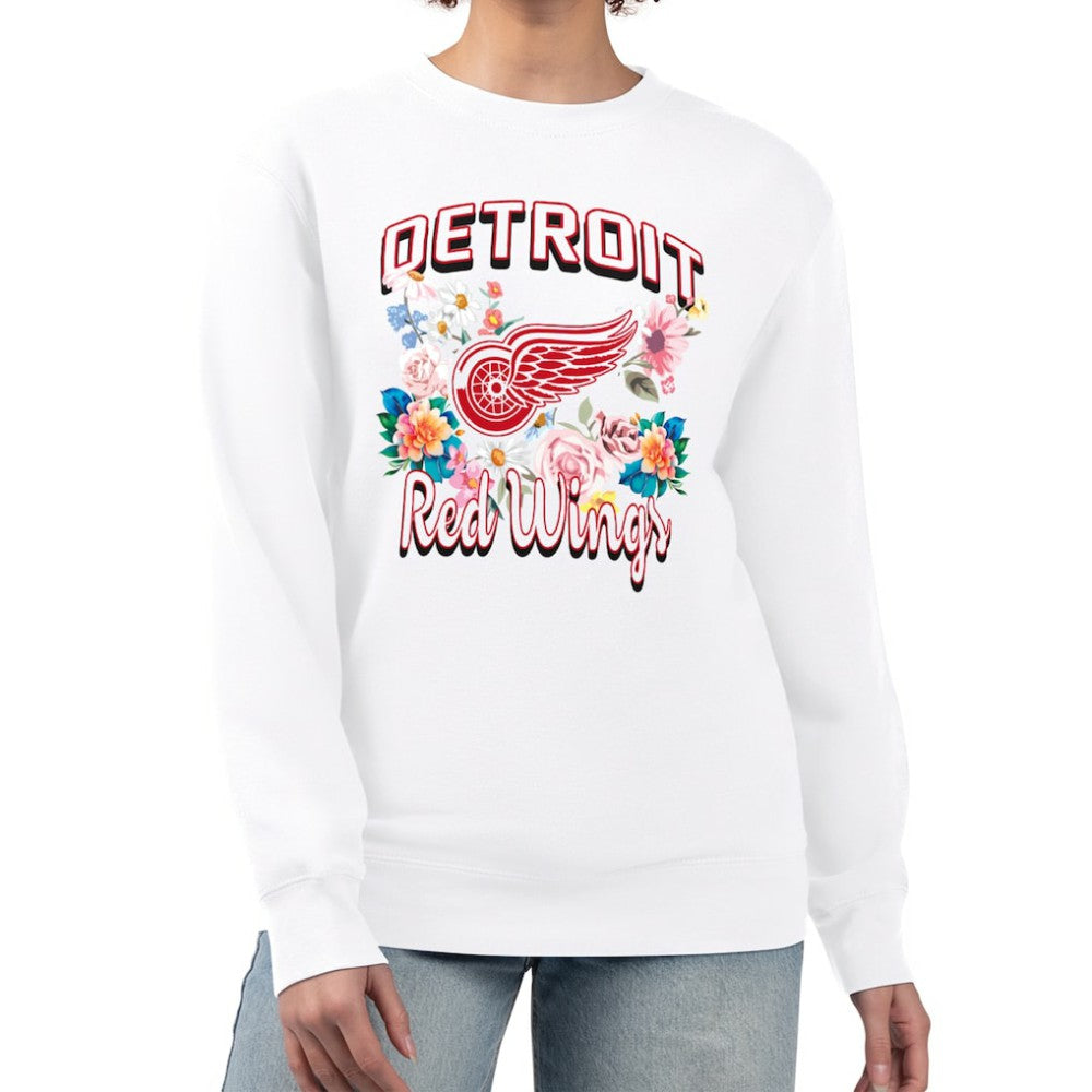 Detroit Red Wings G-III 4Her by Carl Banks Women's Flower Logo Pullover Sweatshirt - White Sweatshirts