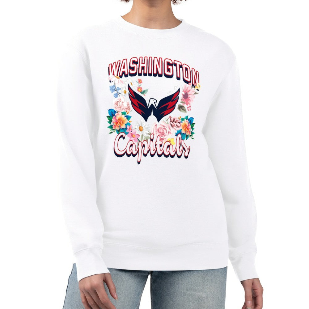 Washington Capitals G-III 4Her by Carl Banks Women's Flower Logo Pullover Sweatshirt - White Sweatshirts