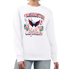 Washington Capitals G-III 4Her by Carl Banks Women's Flower Logo Pullover Sweatshirt - White Sweatshirts