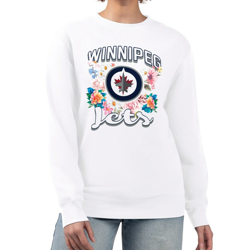 Winnipeg Jets G-III 4Her by Carl Banks Women's Flower Logo Pullover Sweatshirt - White Sweatshirts
