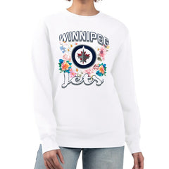 Winnipeg Jets G-III 4Her by Carl Banks Women's Flower Logo Pullover Sweatshirt - White Sweatshirts