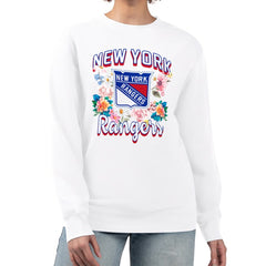 New York Rangers G-III 4Her by Carl Banks Women's Flower Logo Pullover Sweatshirt - White Sweatshirts