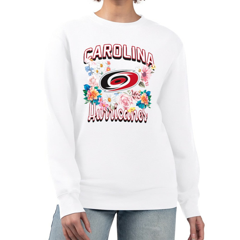 Carolina Hurricanes G-III 4Her by Carl Banks Women's Flower Logo Pullover Sweatshirt - White Sweatshirts
